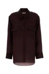 Khaite Aubergine Silk Matteo Shirt In Black