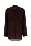 Khaite Womens Almandine Matteo Relaxed-fit Silk Shirt In Brown