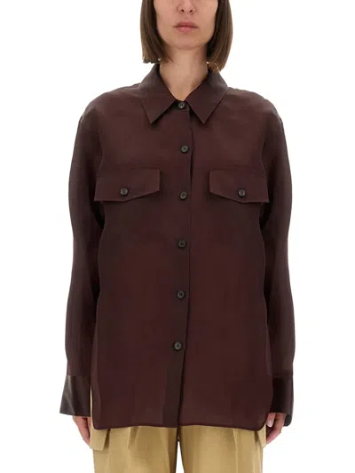 Khaite Aubergine Silk Matteo Shirt In Burgundy
