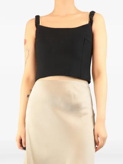 Pre-owned Khaite Audra Cropped Tank Top In Black