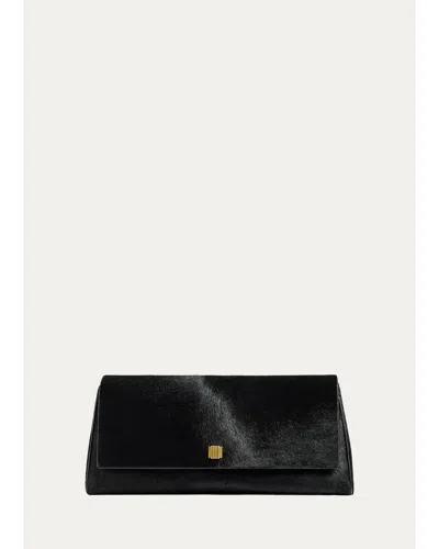 Khaite Audrey Calf Hair Clutch In Black