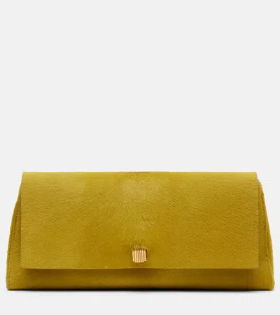 Khaite Audrey Calf Hair Clutch In Yellow