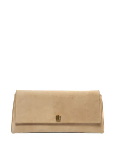 Khaite Audrey Velvet Clutch Bag In Beige
