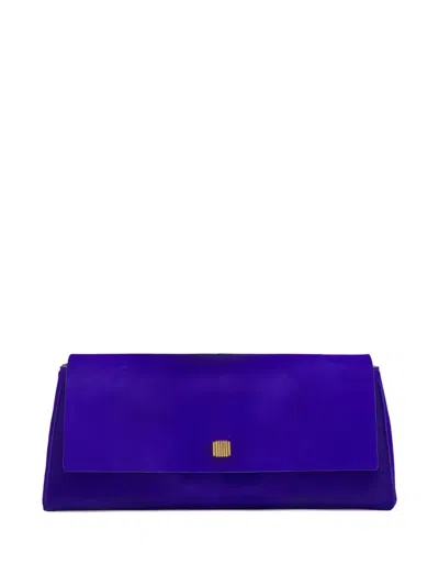 Khaite Audrey Calf Hair Clutch In Blue
