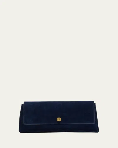 Khaite Audrey Flap Suede Clutch Bag In Yellow