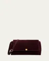 Khaite Audrey Flap Suede Crossbody Bag In Eggplant