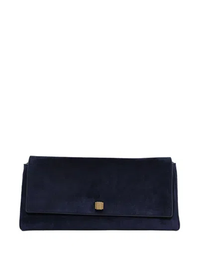 Khaite Audrey Leather Clutch In Blue