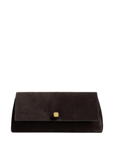 Khaite Audrey Leather Clutch In Brown