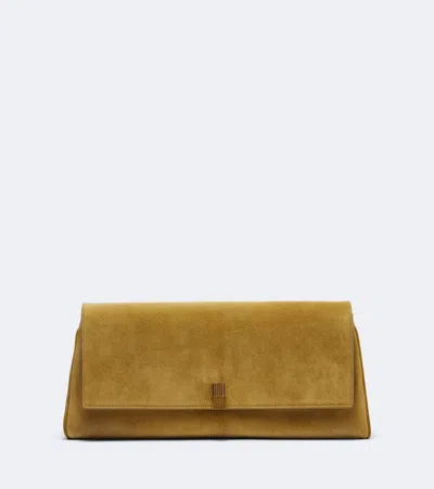 Khaite Audrey Medium Suede Clutch In Yellow