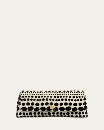 Khaite Audrey Polka Dot Calf Hair Clutch Bag In White/black