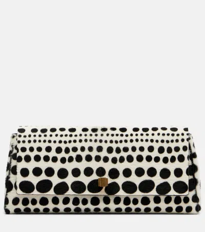 Khaite Audrey Polka-dot Calf Hair Clutch In White
