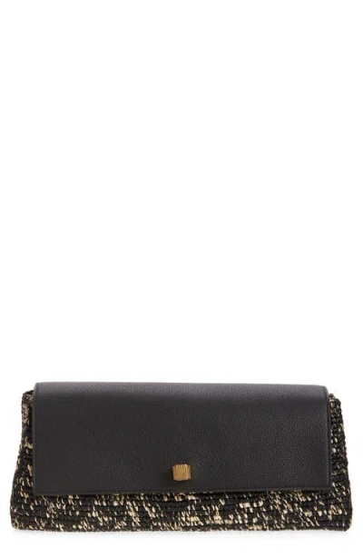 Khaite Audrey Raffia & Leather Clutch In Brown