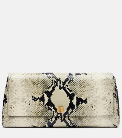 Khaite Audrey Snake-effect Leather Clutch In White