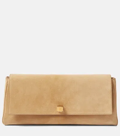 Khaite Audrey Velvet Clutch Bag In Beige