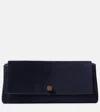 Khaite Audrey Flap Suede Clutch Bag In Blue