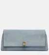 Khaite Audrey Suede Clutch In Blue