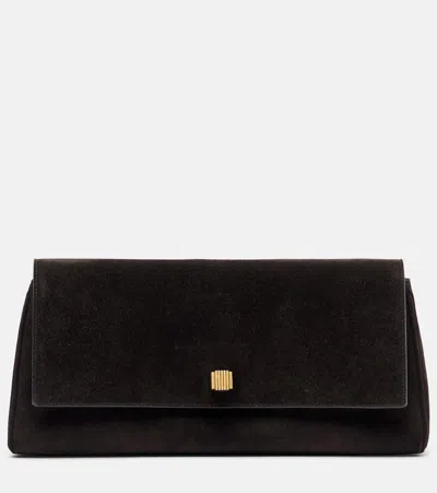 Khaite Audrey Suede Clutch In Brown