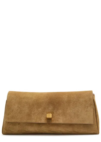 Khaite Audrey Suede Clutch In Brown