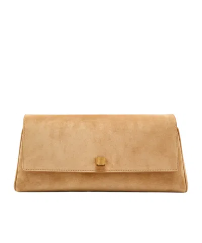 Khaite Audrey Suede Clutch In Nude
