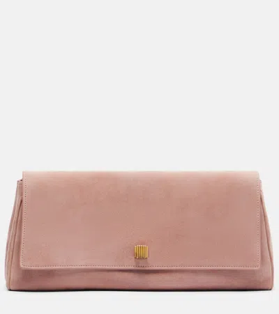 Khaite Audrey Suede Clutch In Pink