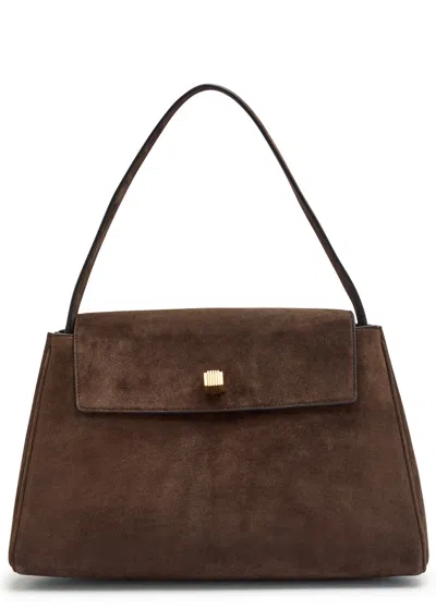 Khaite Audrey Suede Top Handle Bag In Brown