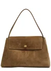 Khaite Audrey Suede Top Handle Bag In Sand