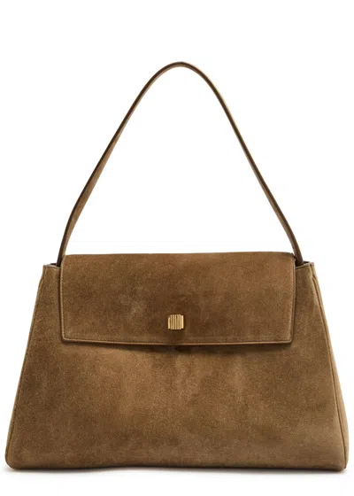 Khaite Audrey Suede Top Handle Bag In Sand
