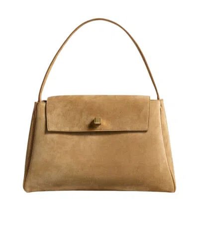 Khaite Audrey Suede Tote Bag In Brown