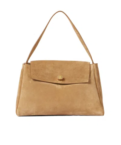 Khaite Audrey Suede Tote Bag In Sand