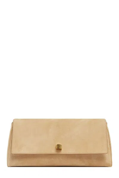 Khaite Audrey Velvet Clutch Bag In Beige