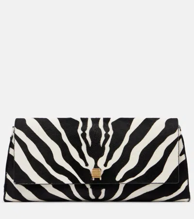 Khaite Audrey Zebra-print Calf Hair Clutch In Black