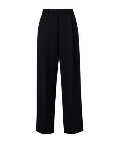 Khaite Teyana Pleated Woven Wide-leg Pants In Black