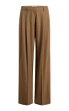 Khaite August Mid-rise Wool Wide-leg Pant In Brown