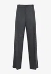 Khaite Wool Straight-leg Trousers In Gray