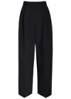 Khaite Dugan Pleated Double Face Crepe Pants In Black