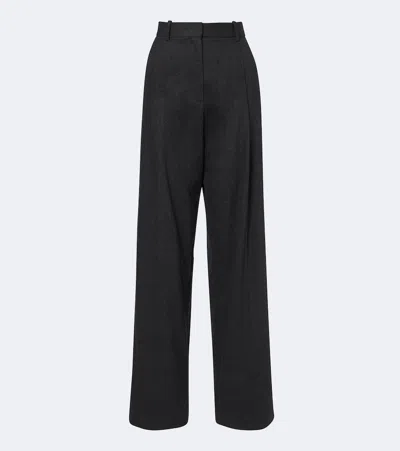 Khaite August Wool And Cashmere Wide-leg Pants In Gray