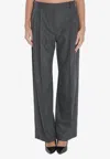 Khaite Tailored Straight-leg Trousers In Soft Wool-cashmere Blend In Gray