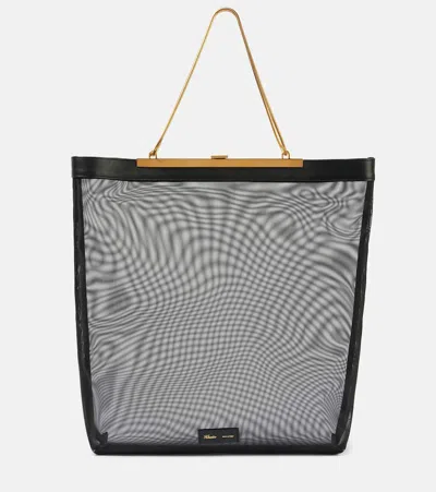 Khaite Augusta Chain And Leather-trimmed Mesh Tote In Black