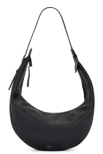 Khaite Augustina Grained Leather Hobo Bag In Black
