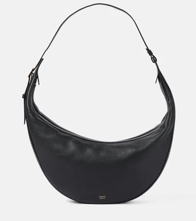 Khaite Augustina Small Textured-leather Shoulder Bag In Black