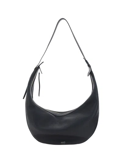 Khaite Augustina Small Textured-leather Shoulder Bag In Black