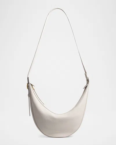 Khaite Augustina Small Zip Calfskin Crossbody Bag In Light Grey