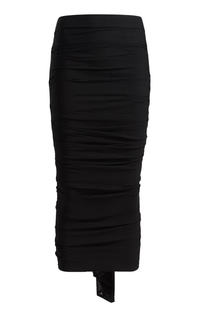 Khaite Aura Jersey Midi Pencil Skirt In Black