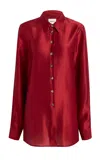 Khaite Auryn Button-down Silk-twill Shirt In Red