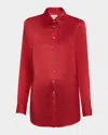 Khaite Auryn Button-down Twill Top In Red