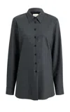 Khaite Auryn Button-down Wool Shirt In Grey