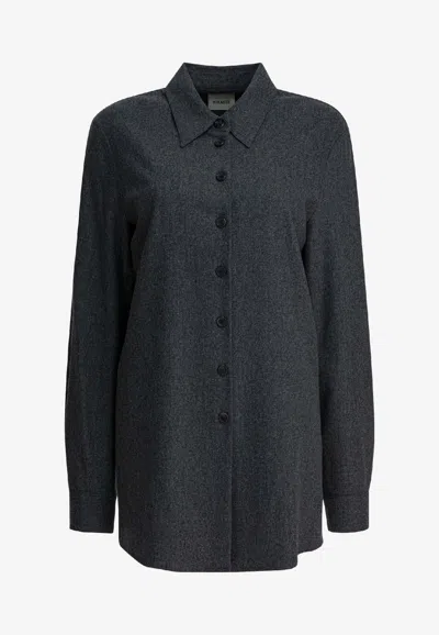 Khaite Auryn Long-sleeved Shirt In Gray