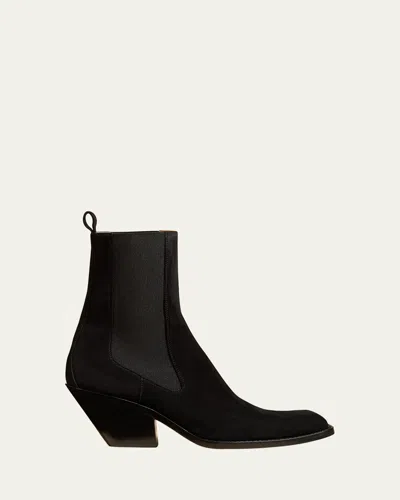 Khaite Austin Suede Chelsea Booties In Black