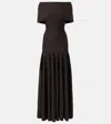 Khaite Bruna Off-the-shoulder Gathered Stretch-jersey Maxi Dress In Grapeseed