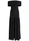 Khaite Bruna Off-the-shoulder Gathered Stretch-jersey Maxi Dress In Black